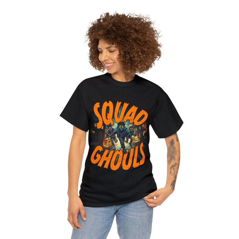 SQUAD GHULS Halloween Süßes oder Saures Unisex Schweres Baumwoll-T-Shirt Bild 4