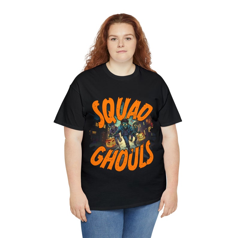 SQUAD GHULS Halloween Süßes oder Saures Unisex Schweres Baumwoll-T-Shirt Bild 7