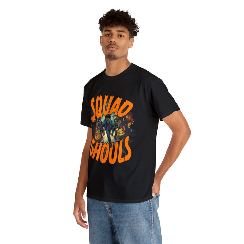 SQUAD GHULS Halloween Süßes oder Saures Unisex Schweres Baumwoll-T-Shirt Bild 6