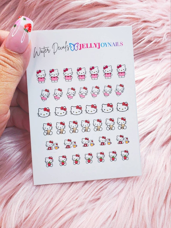 Hello Kitty Nail Waterslide Decals Waterslide Nail Art Nail Etsy