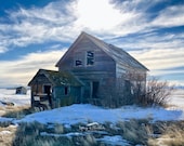 Sunlit Abandoned House on the Prairie: Blank (or add your greeting) Photo Greeting Card; order single or boxed gift sets; free delivery