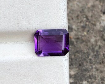 Améthyste africaine naturelle, taille émeraude, pierre précieuse en vrac (9 x 7 x 4 mm)