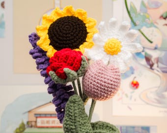 Crochet Flowers | Crochet Sunflower | Crochet Rose | Crochet Tulip | Crochet Lavender | Crochet Daisy | Flower Gifts