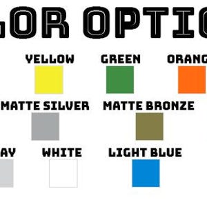 Puede incluir: Tabla de opciones de color con 18 colores diferentes, incluyendo rojo, azul, amarillo, verde, naranja, morado, oro mate, plata mate, bronce mate, rosa, marr&oacute;n, negro, gris, blanco, azul claro y verde claro.