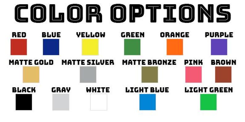 Puede incluir: Tabla de opciones de color con 18 colores diferentes, incluyendo rojo, azul, amarillo, verde, naranja, morado, oro mate, plata mate, bronce mate, rosa, marr&oacute;n, negro, gris, blanco, azul claro y verde claro.