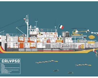 Jacques Cousteau, Calypso Cross Section - Etsy