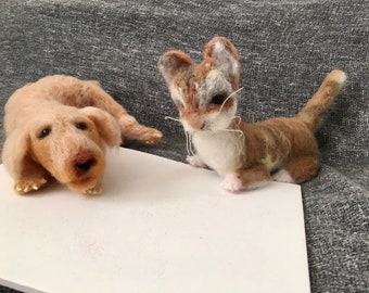 Singapura Cat or Labrador Retriever Needle felt figure (or Custom needle felts dog or cat pets order)