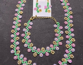 Beads jewelry 3sets(necklace,bracelet,earrings)