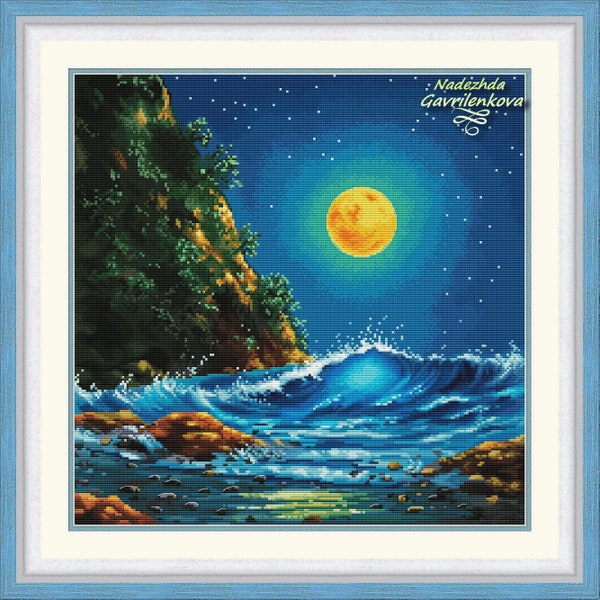 Night surf. Cross Stitch Pattern. Cross Stitch Design. Digital. PDF. Saga. NadGavr 1157