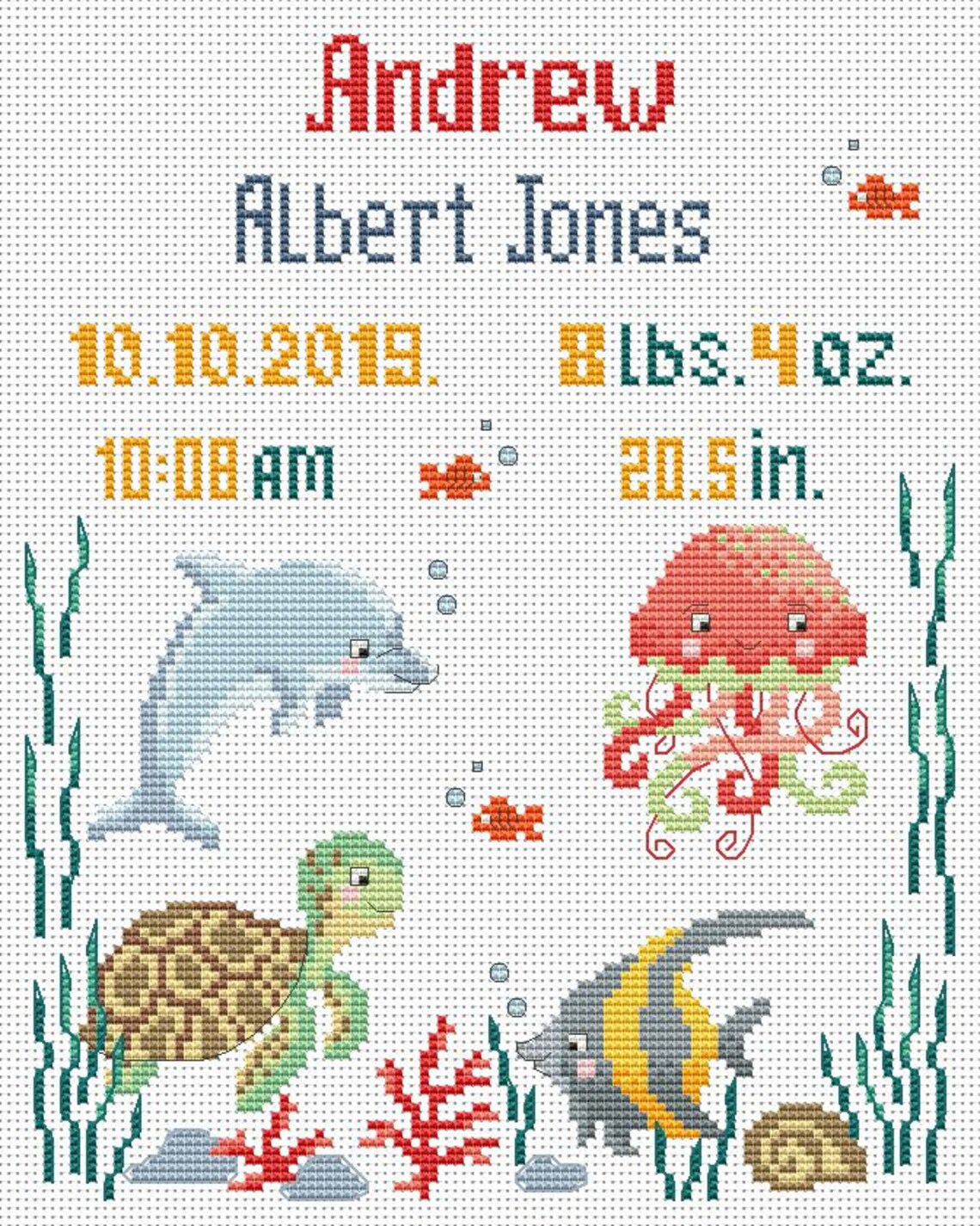 Baby Birth Announcement Cross Stitch Pattern Pdf. Under the Etsy