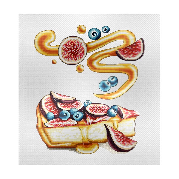 Embroidery Fig Cheesecake Cross Stitch Kitchen Sweets Embroidery Cross Stiitch Food Cross Stitch Pattern PDF Instant Download Milana 2087