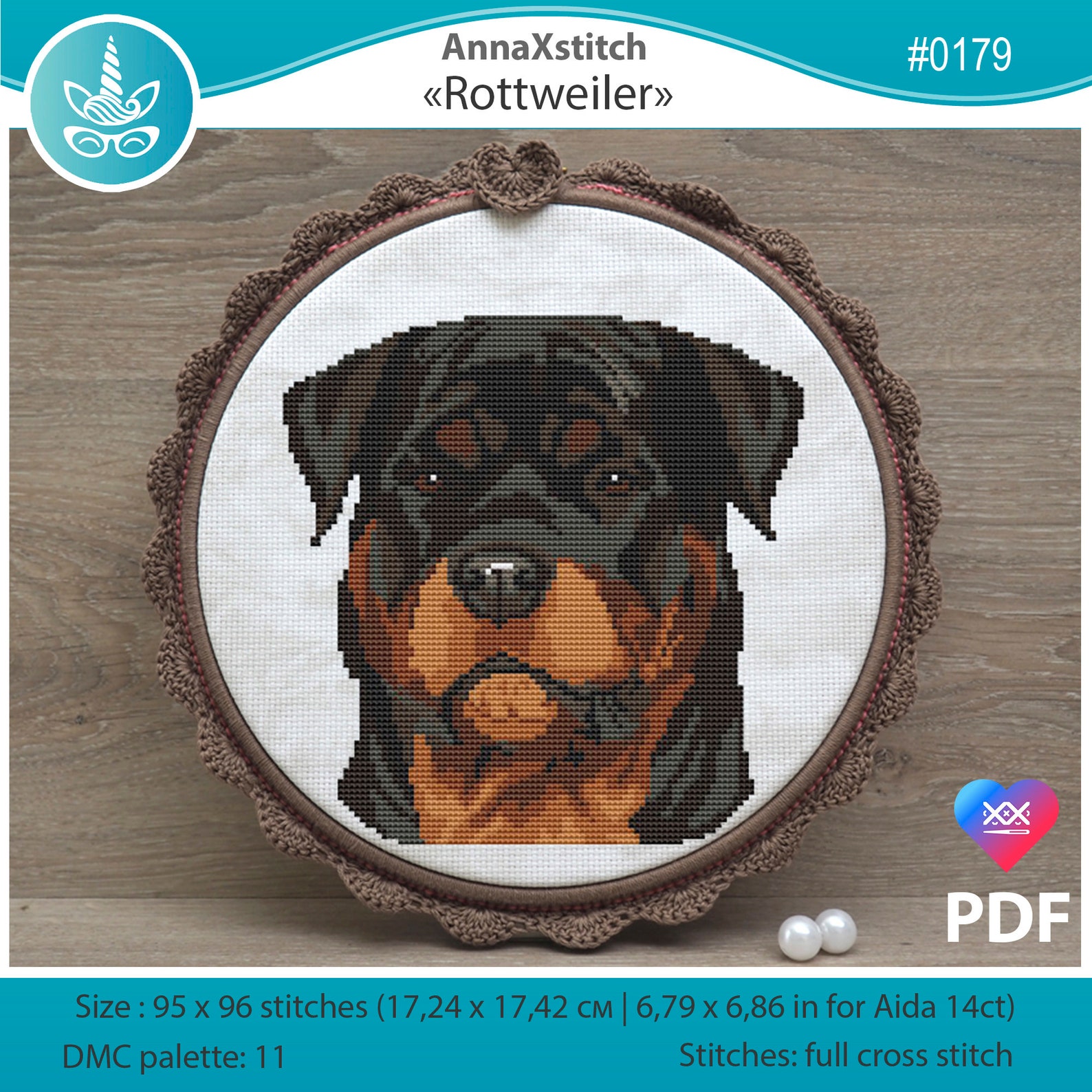 Rottweiler Dog Cross Stitch Pattern Pdf. Modern Pet Memorial Etsy
