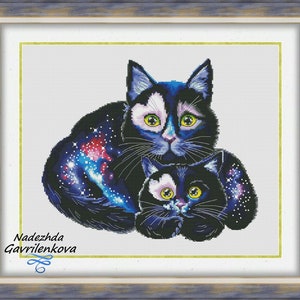 Star Cats. Cross Stitch Pattern. Cross Stitch Design. Digital. PDF. Saga. NadGavr 1052