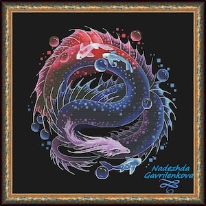 Dragon. The lady of the lake. Cross Stitch Pattern. Cross Stitch Design. Digital. PDF. Saga. NadGavr 1013. Dragon cross stitch