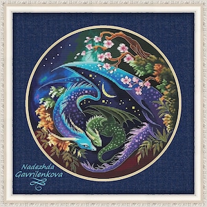 Dragon. Guardian of spring. Cross Stitch Pattern. Cross Stitch Design. Digital. PDF. Saga. NadGavr 1012. Dragon cross stitch