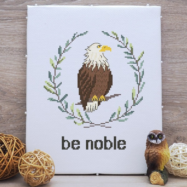 Woodland baby eagle cross stitch pattern pdf. Nursery decor. Forest theme for boy girl. Baby shower gift. Digital file AXS0028