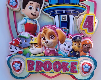 Custom Paw Patrol Cake Topper: Personalized Name & Age