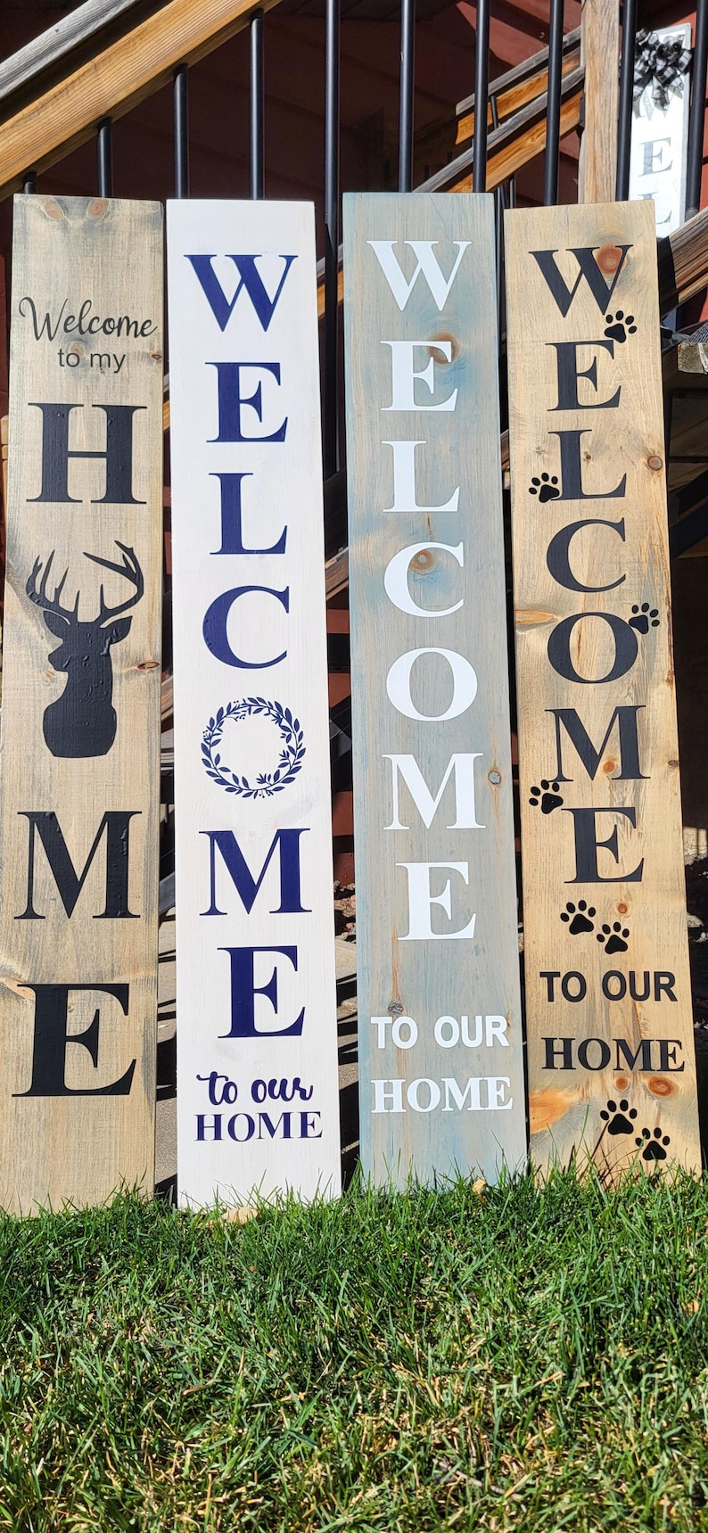 Decal Sticker for Tall Wood Sign Vertical Welcome Lettering Porch Decor ...