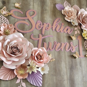 Set of Paper Flowers in Blush Pink and White - Paper Flowers Wall Decor - Nursery Wall Decor -  Nursery Paper Flowers - Blush Pink Nursery