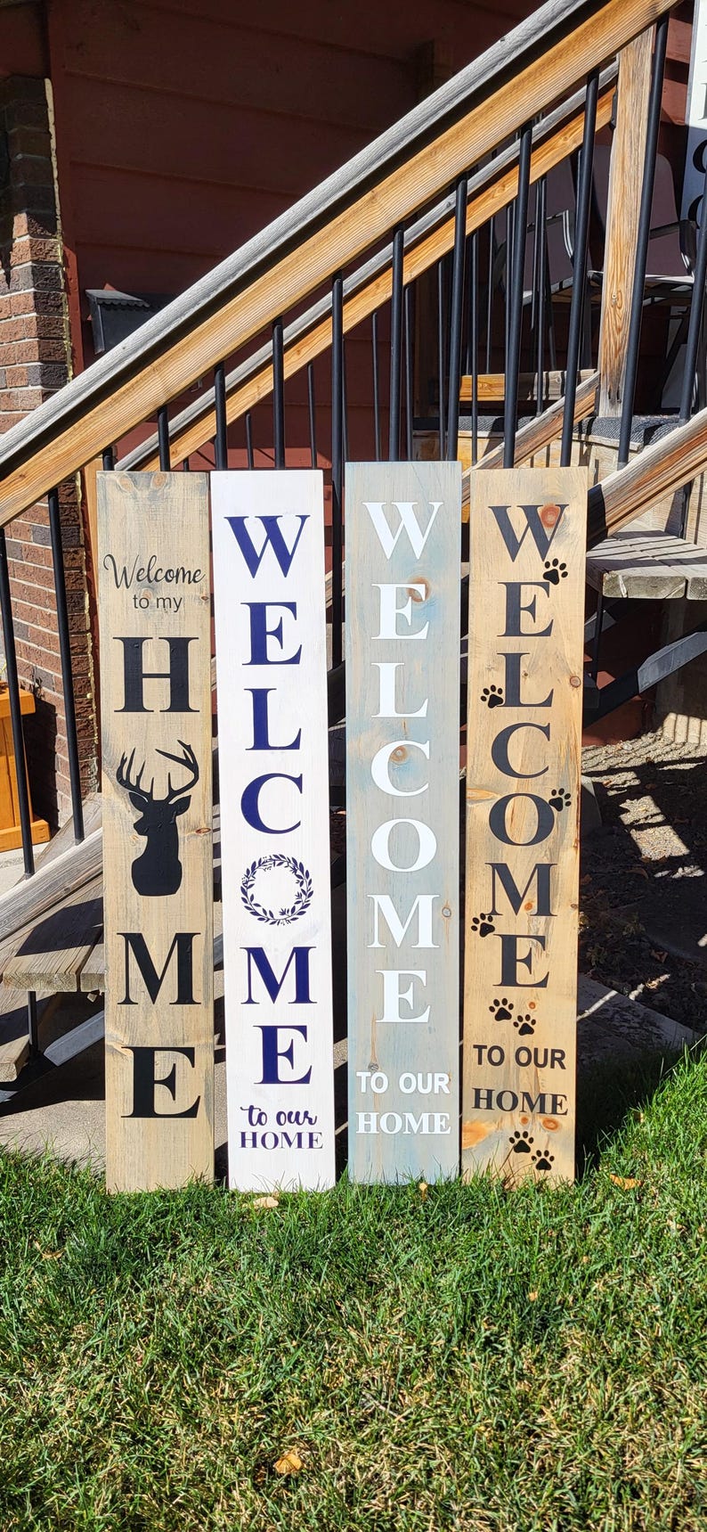 Decal Sticker for Tall Wood Sign Vertical Welcome Lettering Porch Decor ...