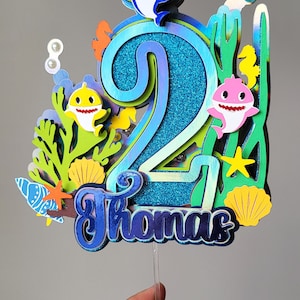 Baby shark cake topper Custom, under the see baby shark cake topper, name cake topper