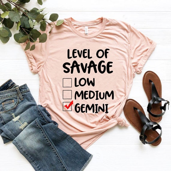 Zodiac Horoscope Gemini Level of Savage Pun Funny Gift T-Shirt T221042703