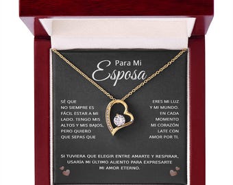 A Mi Esposa Collar Corazón Para Siempre - Regalo Para Esposa De Esposo - Heart Necklace Gift For Her