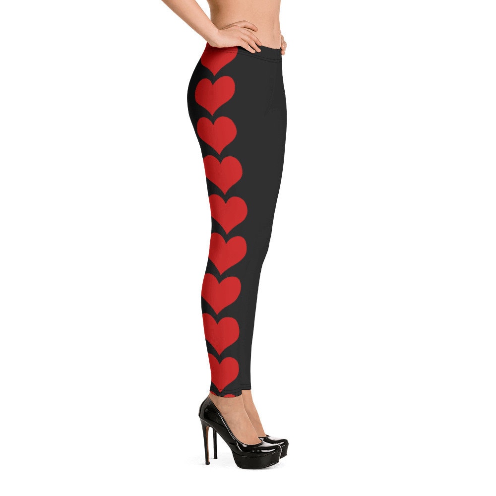 Valentine Day Leggings, Red Heart Leggings, Valentines Day Gift for Her,  Women Leggings Pattern, Workout Leggings, Red Leggings, Gym Pants 