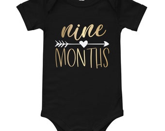 Unique Baby Onesie 9 Months Old Gift Nine Months Baby Onesie Baby Clothing Baby Shower Gift Nine Months Milestone Gift