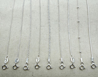 Sterling Silver Chain Collection – 9 Styles | Multiple Varieties 16"-18"