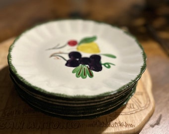 Vintage Set of 7 Blue Ridge Pottery Hand Painted Plates 7 Inch