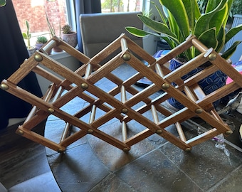 Vintage Wooden Accordion Wine Rack Lattice