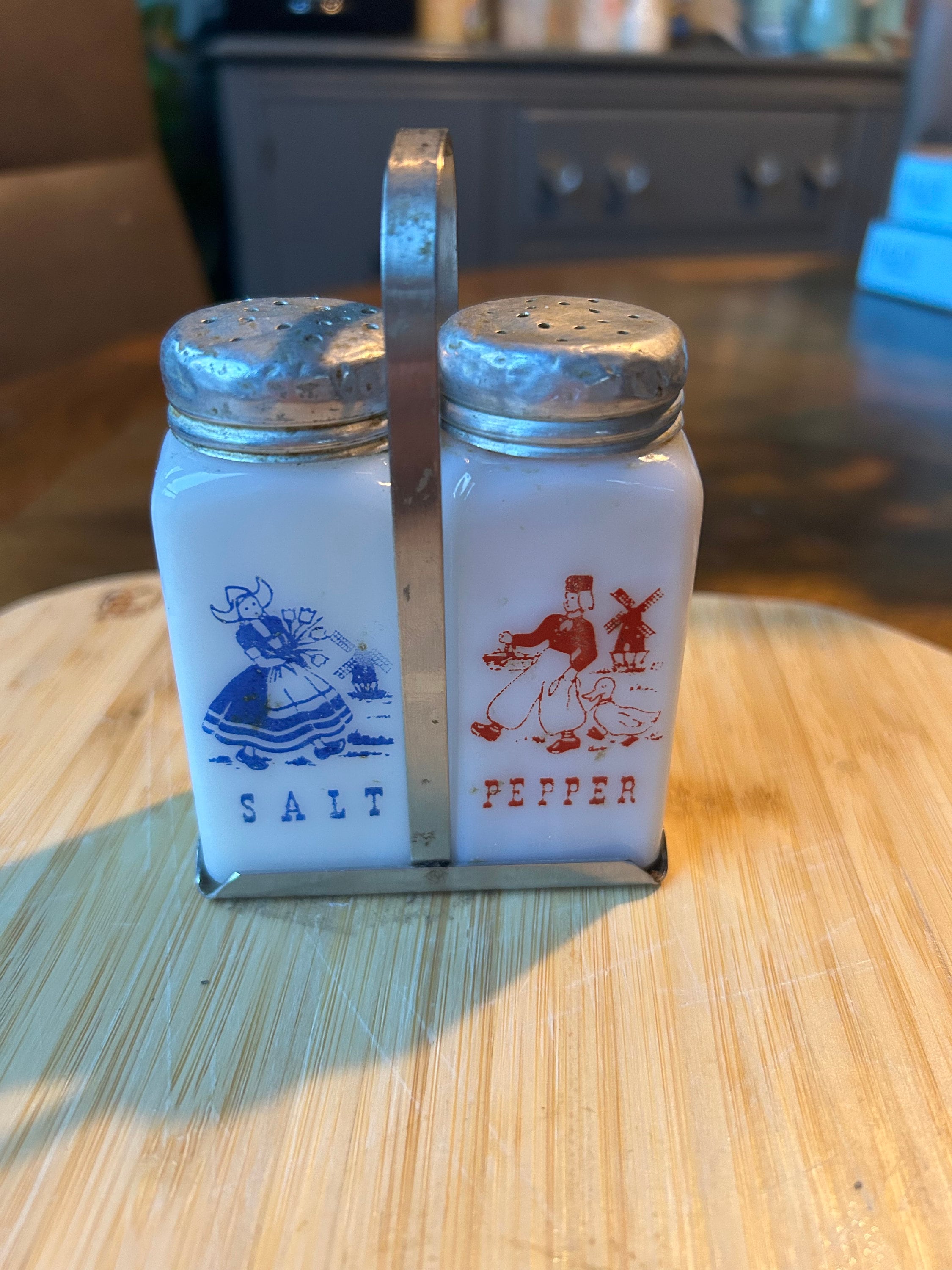 Vintage Milk Glass Salt and Pepper Shakers Dutch Set - Etsy