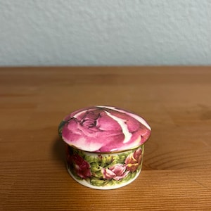 Vintage Fine Bone China Trinket Box England Roses