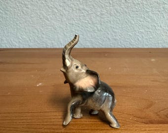 Small Ceramic Elephant Figurine Trunks up