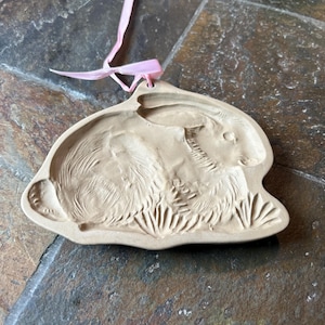 Vintage Brown Bag Cookie Art Stoneware Rabbit Easter