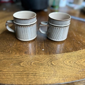 Set of 2 Denby Sonnet Coffee Cups Mugs Pottery England Vintage Brown