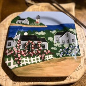 Vintage Roseanne Henning Hand Painted Lighthouse Plate