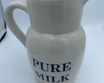 Vintage Pottery Milk Jug Pure Milk Pitcher