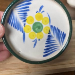 Vintage Trinket Dish Mexico Pottery Hand Made Hand Painted