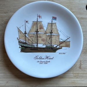 Vintage Royal Worcester England Collector Plate Ship Fine Bone China