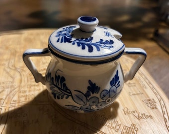 Vintage Blue White Delft Sugar Bowl Holland