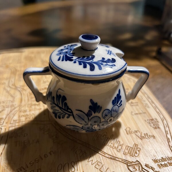 Vintage Blue White Delft Sugar Bowl Holland