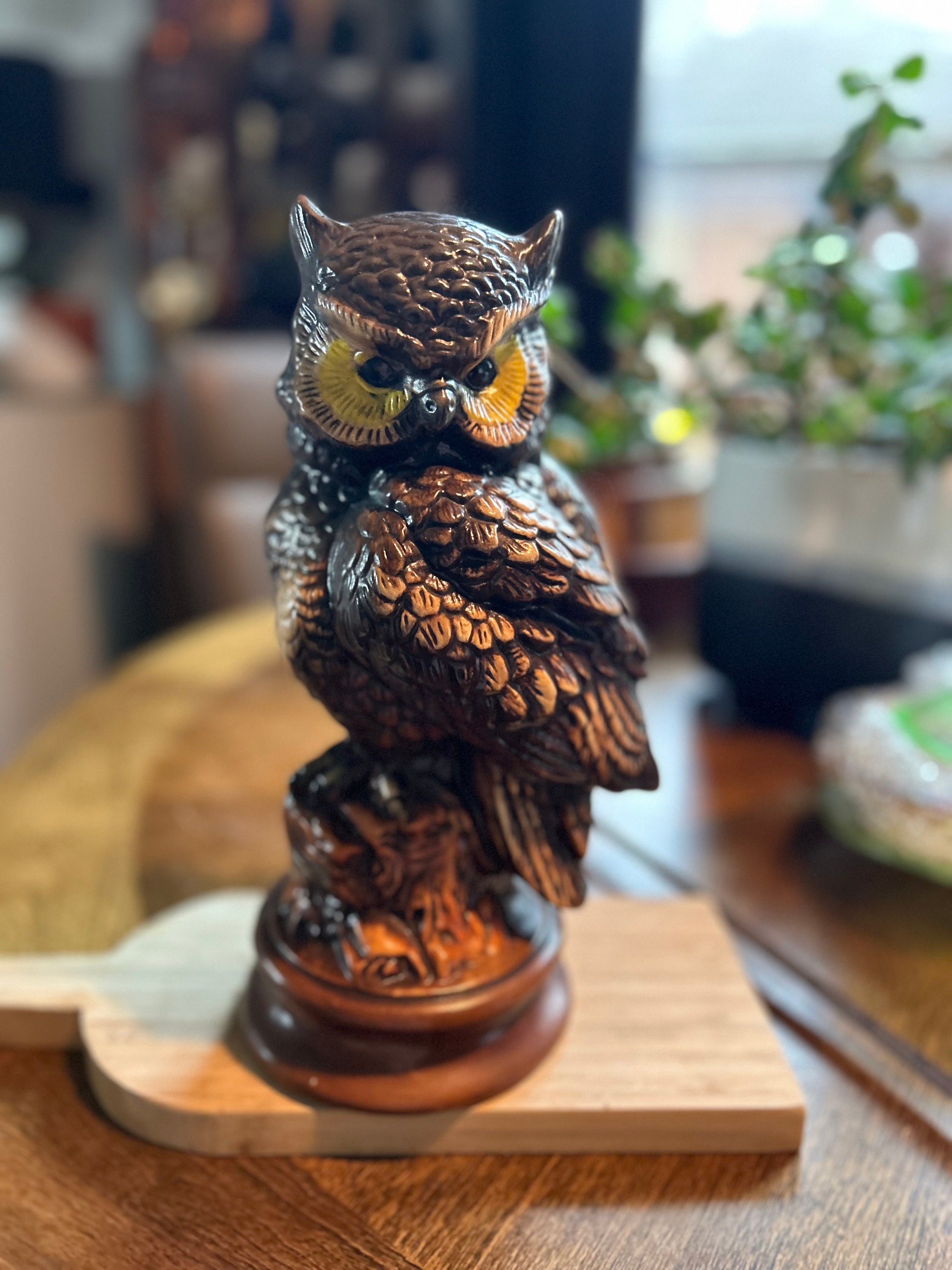 Vintage Large Ceramic Owl Hand Painted