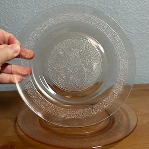 Vintage Pink Depression Glass Set of 2 Plates