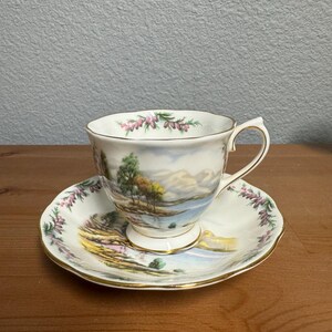 Vintage Royal Albert Road to the Isles Fine Bone China Tea Cup and Saucer
