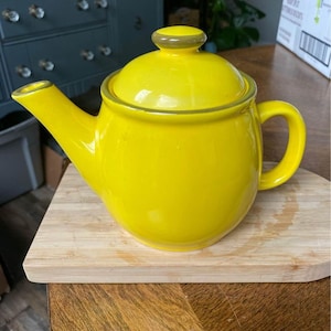 Vintage Bright Yellow Teapot Ceramic