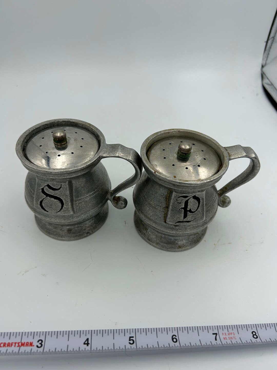 Vintage Pewter Salt and Pepper Shakers Etsy