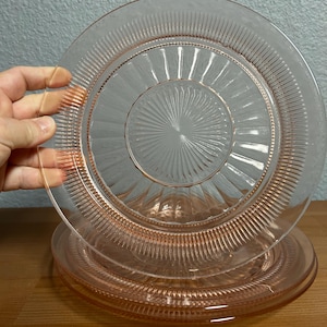 Vintage Pink Depression Glass Plates Set of 3