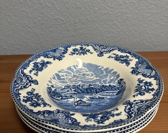 Vintage Johnson Bros England Blue & White Bowls - Set of 4